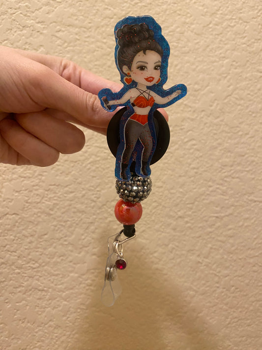 Selena badge reel with resin